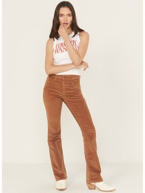 Levi's 725 High Rise W29 L32 Bootcut Stretch Women's Corduroy Pants Jeans Brown